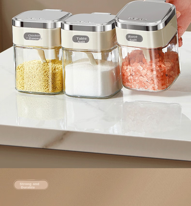 KATEI STORY Japanese Moisture-Proof Seasoning Container, Sealed Salt Jar, Glass Seasoning Box, High-End Condiment Jar for Home Kitchen Use 14