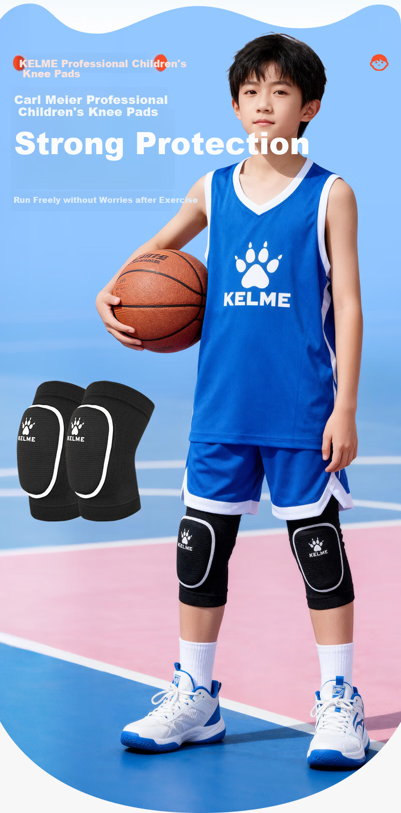 KELME Sports Knee Pads for Children, Specialized Protective Gear for Basketball, Dance, Soccer, Running, Roller Skating, Boys' Anti-Fall Knee Protection And Sports Equipment 2