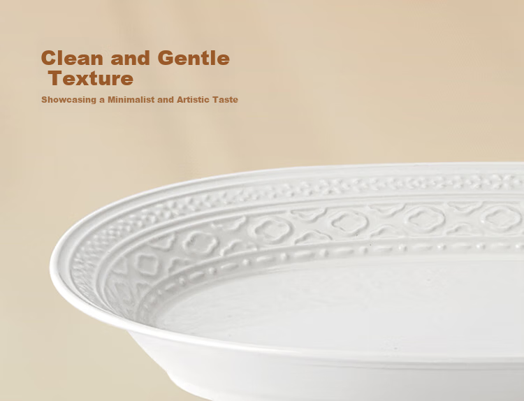 Magelongte Bone China Dinnerware Set, High-Quality Bowls And Plates, Pure White Embossed Tableware, Ceramic [Dishwasher Safe] 13