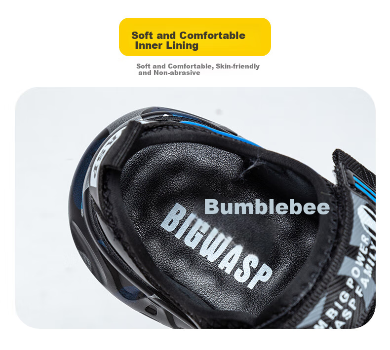 Bumblebee Kids Shoes Summer Soft Sole Non-Slip Black Blue D331237898 Size 27 for Older Children 4