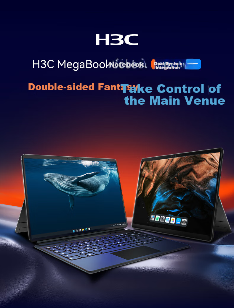 H3C New H3C MegaBook [15%] Dual-System Two-In Laptop, 14-Inch Lunar Lake, 32GB RAM, 2TB Storage, Local AI Thin And Light Notebook for Students, Tablet 1