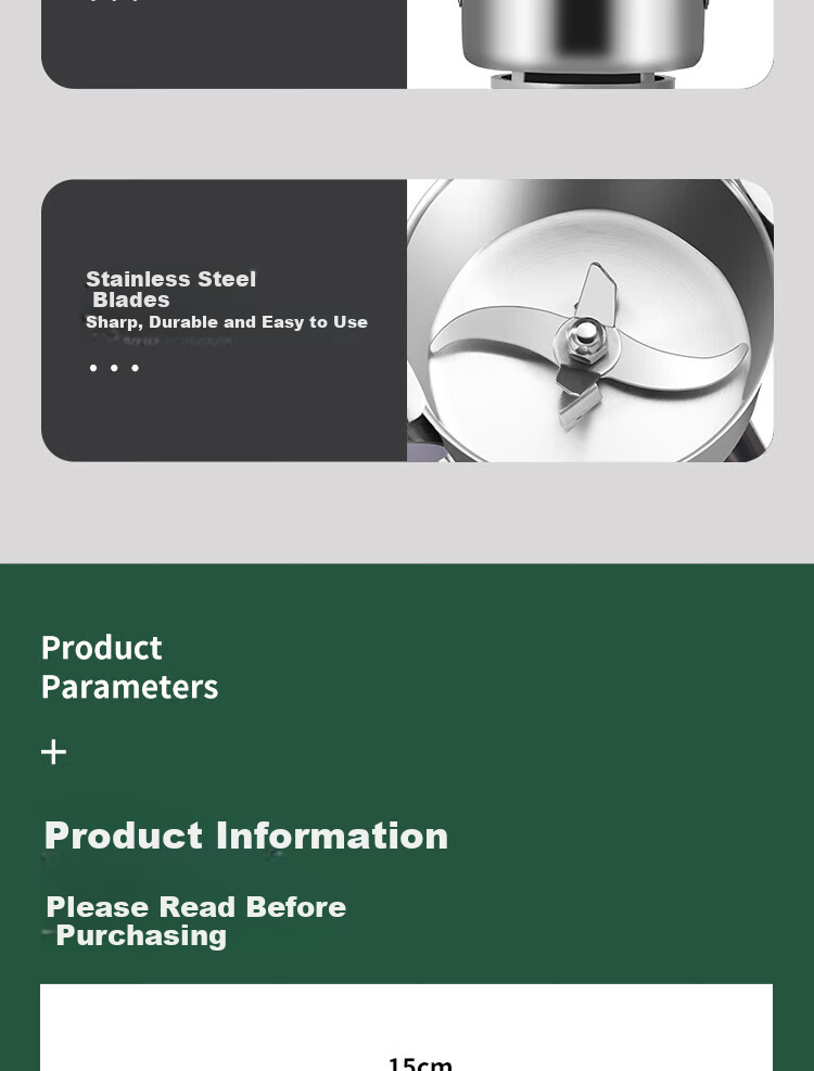 Baijie Stainless Steel Grinder, Home Use Grain Mill, Small Electric Grinding Machine, Herb Grinder, Powder Machine, 800A 1