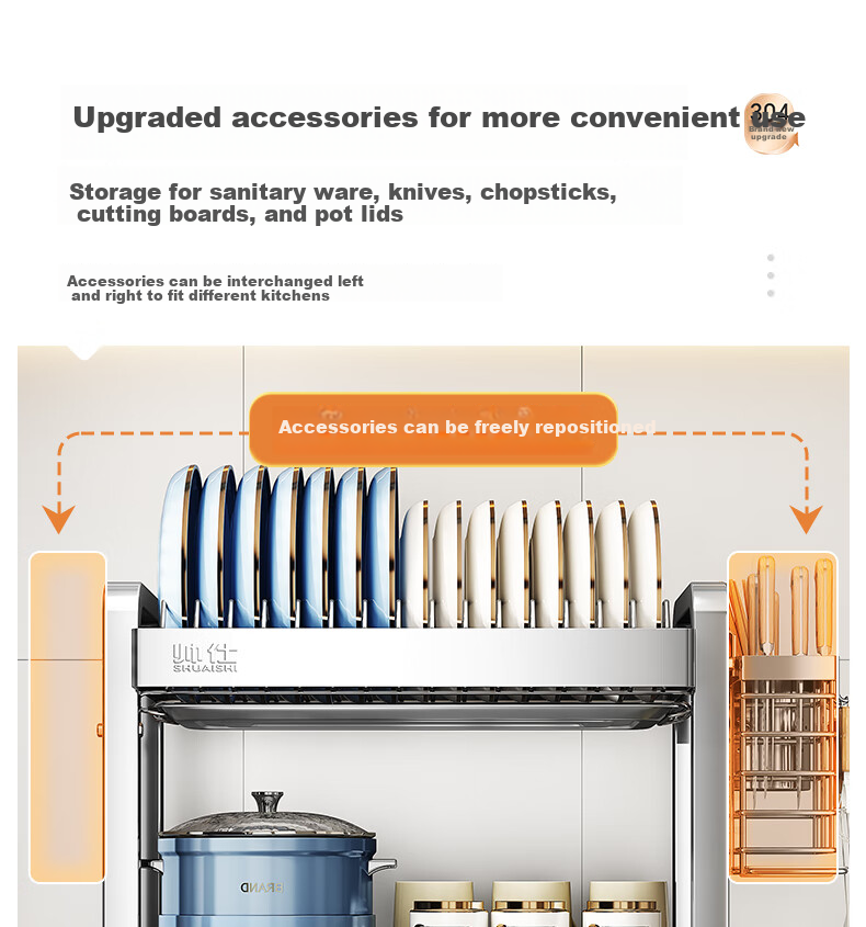 Shuaishi Kitchen Dish Drainer Rack, Storage Bowl Holder, 304 Stainless Steel Organizer Shelf, Draining Bowl Rack, Utensil Storage Box 13