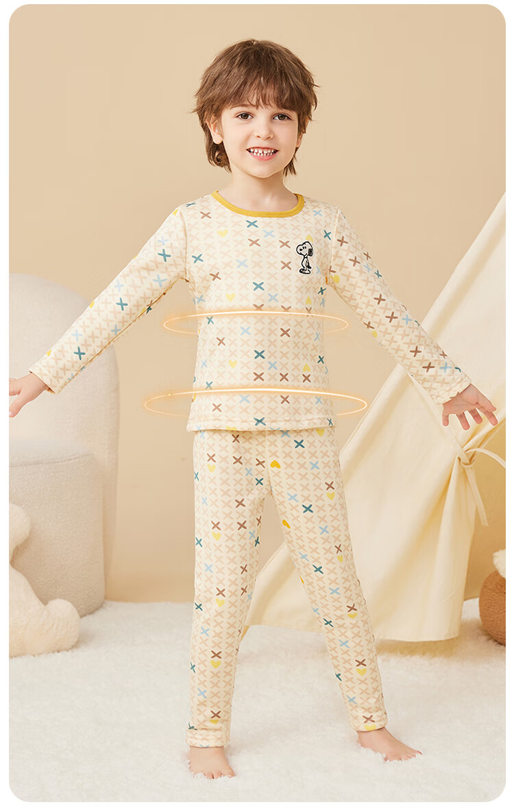SNOOPY Kids Thermal Underwear Fleece-Lined Milk Silk Set Autumn Pajamas for Children and Teens Spring New Arrival 7