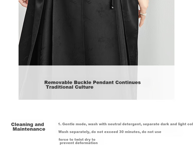Sentubila New Chinese Style A-Line Skirt for Women, Spring And Autumn Slimming Modified Horse-Face Skirt, Black Mid-Length Skirt, Black, Size M 8