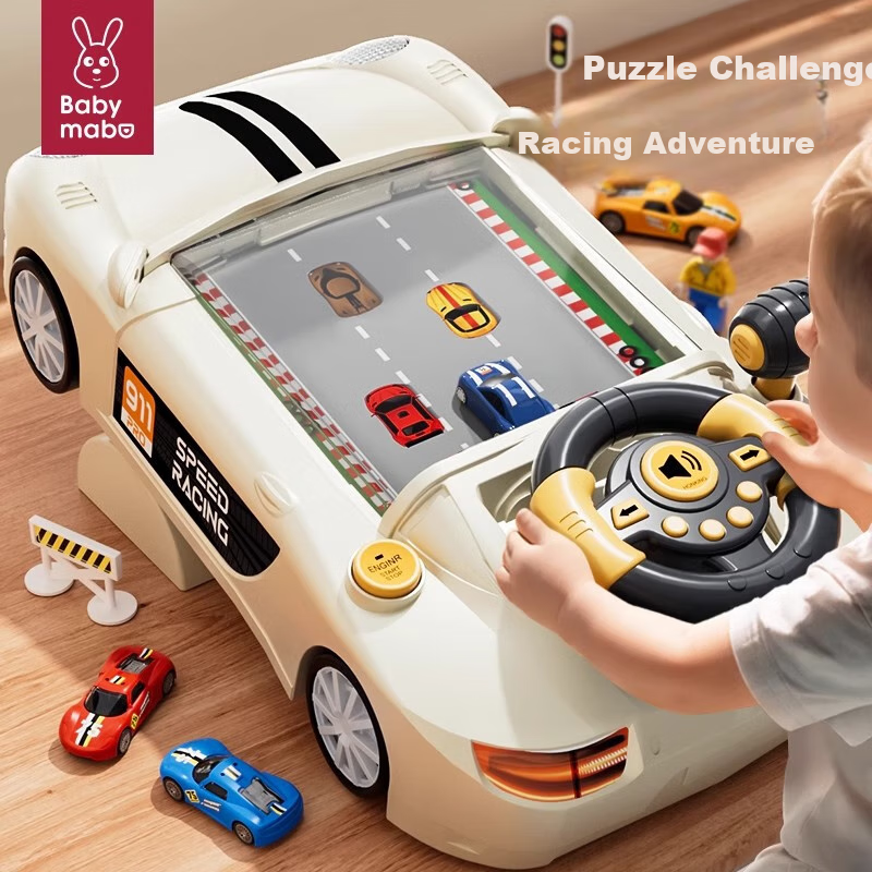 Mabaozibao Children's Toy Racing Game for Boys, Adventure Simulation Driving Machine, Birthday Gift for Ages 3-6, 2 Steering Wheels