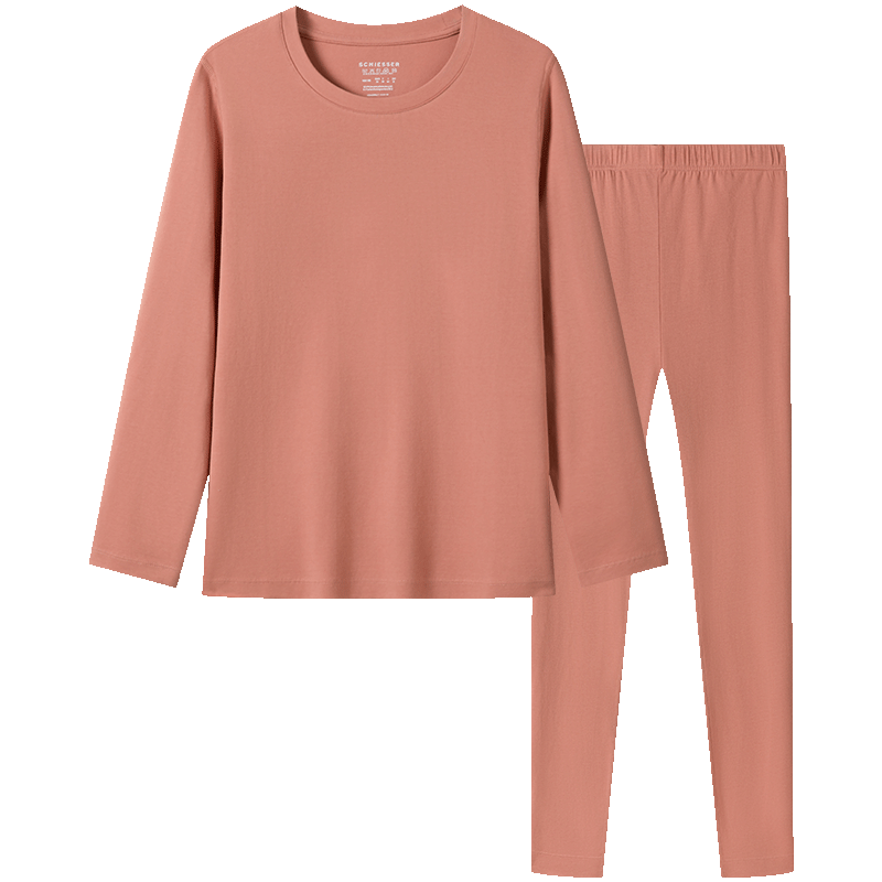 Schiesser 7A Antibacterial Women's Crew Neck Thermal Underwear Amino Acid Thermal Set Deep Pink S