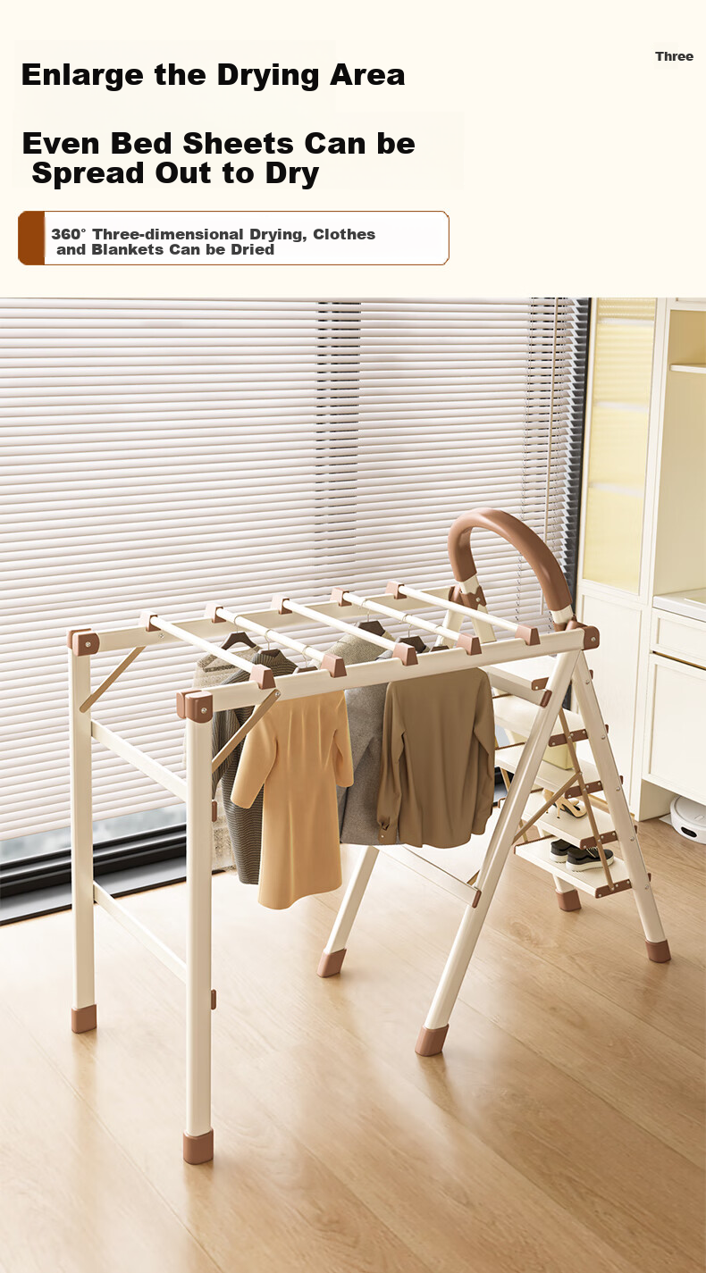 Yilinju Ladder, A-Frame Ladder for Home Use, Foldable Aluminum Alloy Ladder, Clothes Drying Rack with Two-In Desig 6