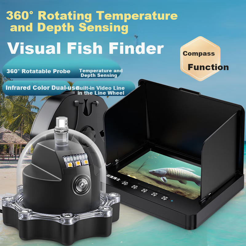Xunyuboshi 360-Degree Rotating Underwater Fish Finder with Ultra-High Definition Camera, 7.0-Inch Fully Waterproof, 360-Degree Temperature Sensing Deep Head, And 20-Meter Range
