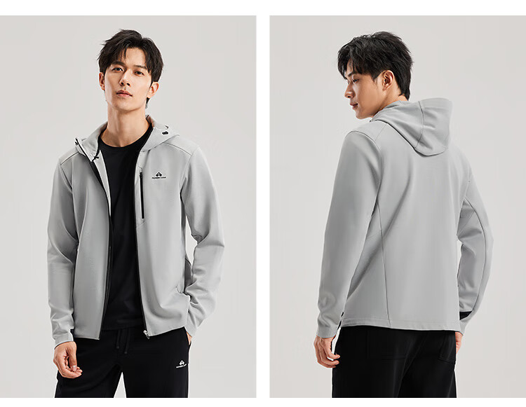 Toread Men's Softshell Jacket Autumn Winter Outdoor Windproof Warm Hooded Hiking Fleece-Lined Sports Cardigan 7