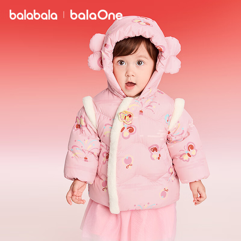 BALABALA Kids Down Jacket Boys Girls 2025 New Spring Festival Red Baby Coat Thickened National Style