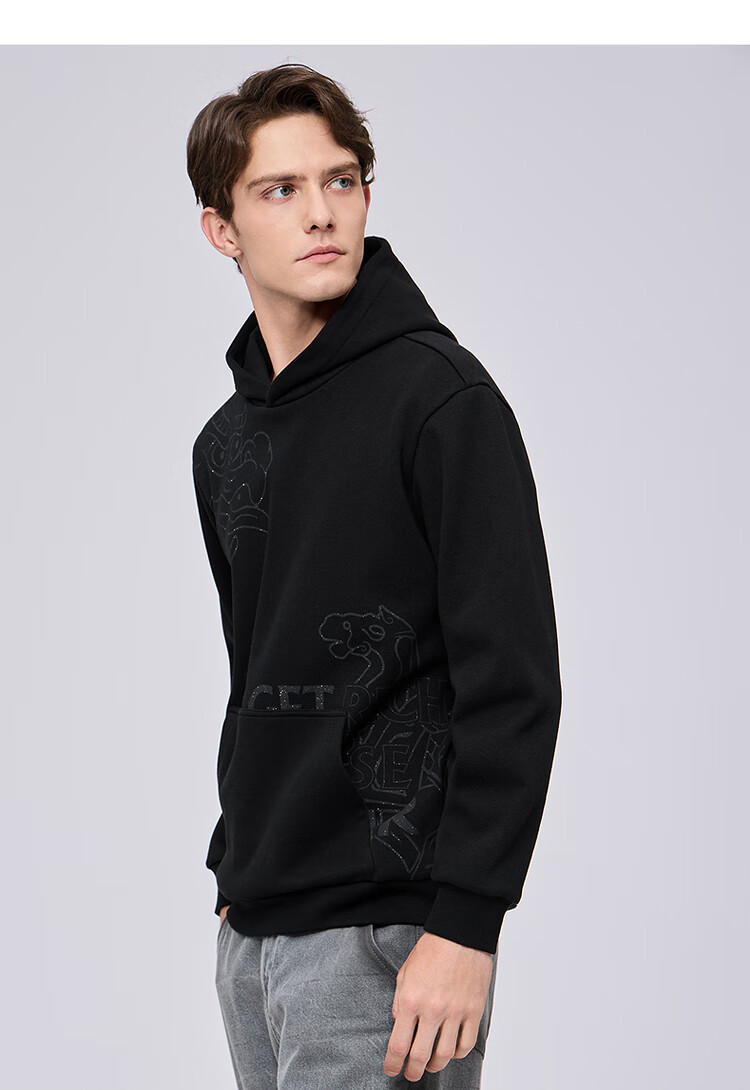 Dance with Wolves [Heated Fleece] Trendy Dragon and Horse Spirit Printed Hooded Sweatshirt Warm Antibacterial Pullover 402 Bright Red 2XL 2
