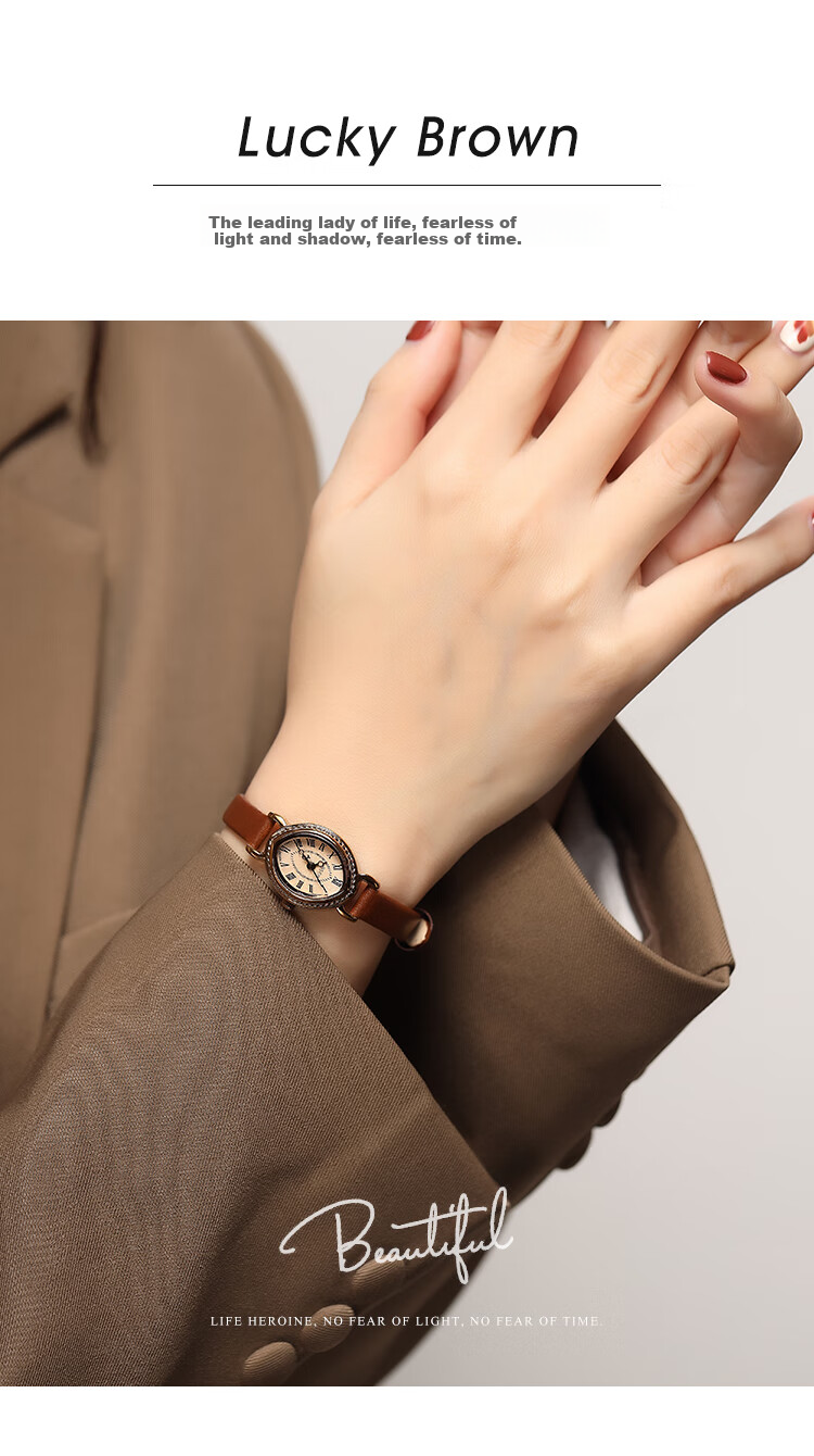 Julius Women's Watch, Charm Roman Style Leather Strap Versatile Ladies Watch, Waterproof Quartz Ladies Wristwatch, Coffee Color JA-567D 2