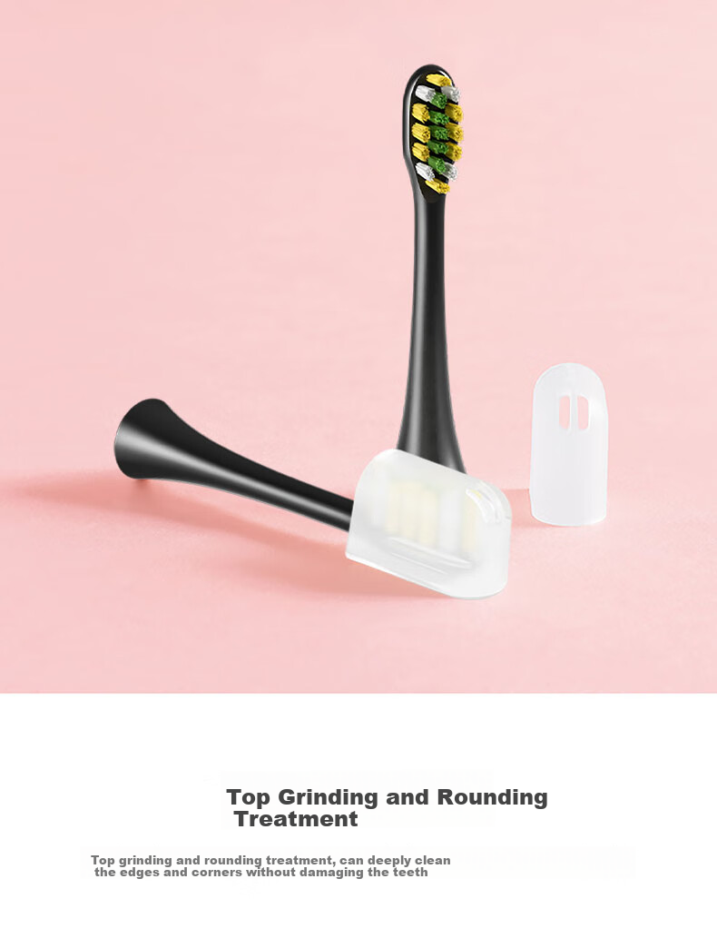 JD Original JZ5 Electric Toothbrush Heads, DuPont High-Elasticity Bristles, 2-Pack, Black (Compatible with JZ5 Electric Toothbrush) [PJ] 4