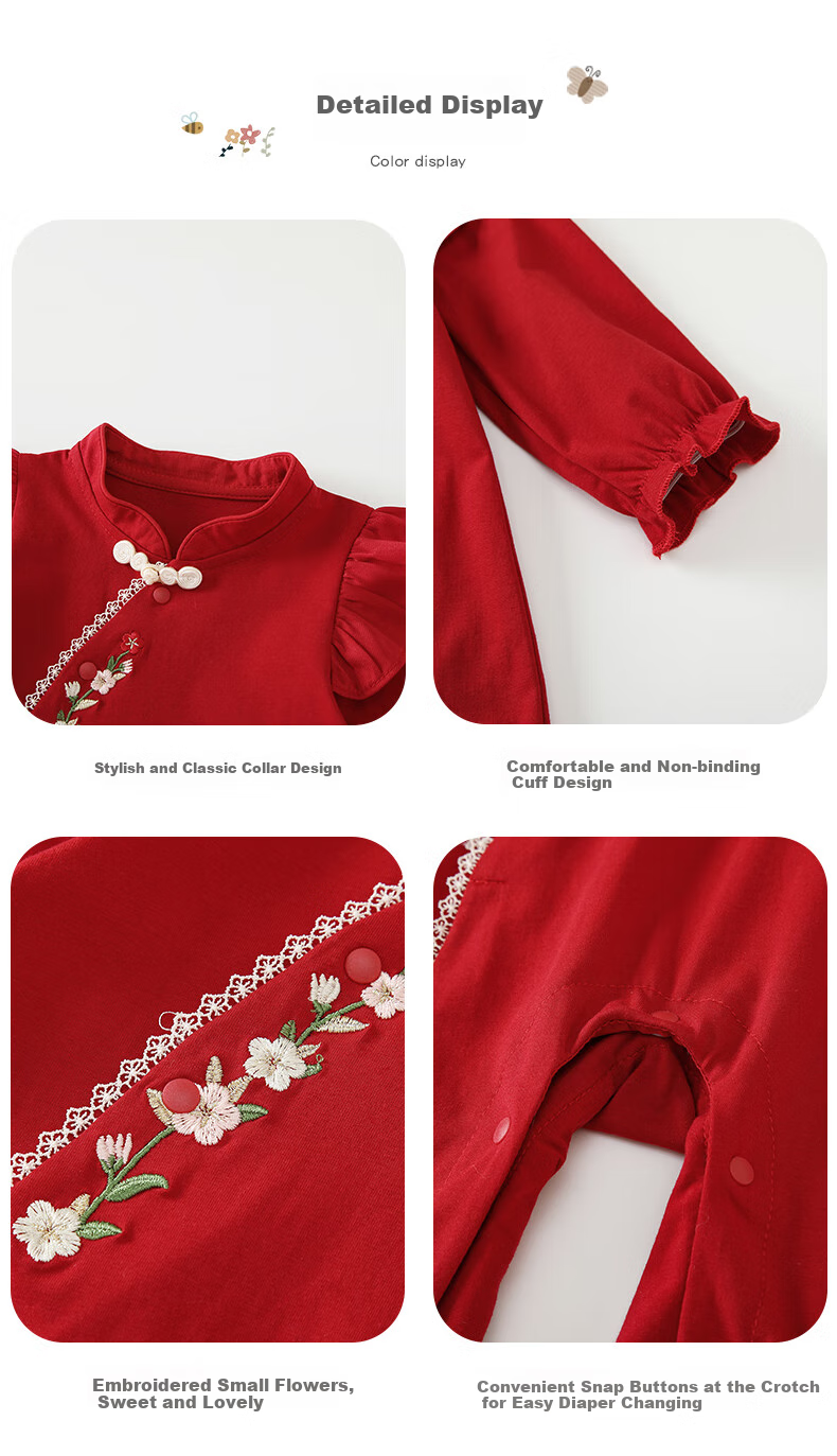 VOONLIE Baby Clothes Spring New Style, Newborn Girl's Onesie, Princess Full Moon Hundred Days Greeting Outfit, First Birthday Dress 3
