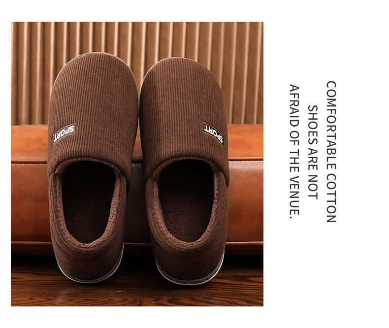 TZLDN Men's Cotton Shoes Autumn Winter Warm Couple Full Coverage Wool Slippers Men's Closed Heel Cotton Slippers Women's 2