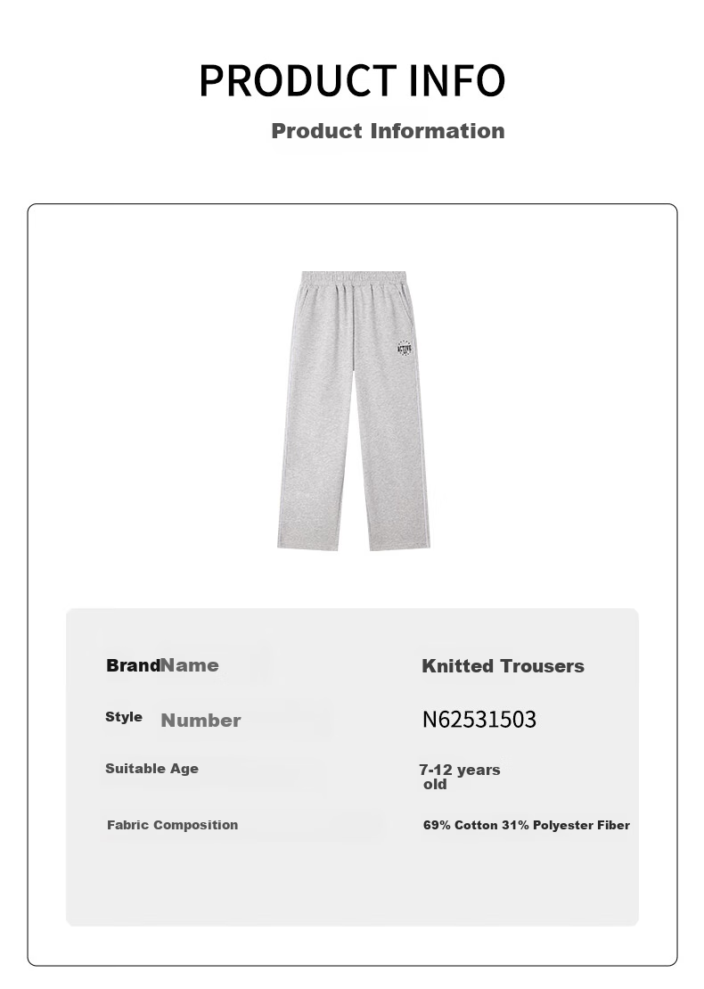 361° Children's Clothing Girls' Loose Straight-Leg Sports Knit Wide-Leg Pants for Older Kids, Fall 2025, Black, Size 150 13