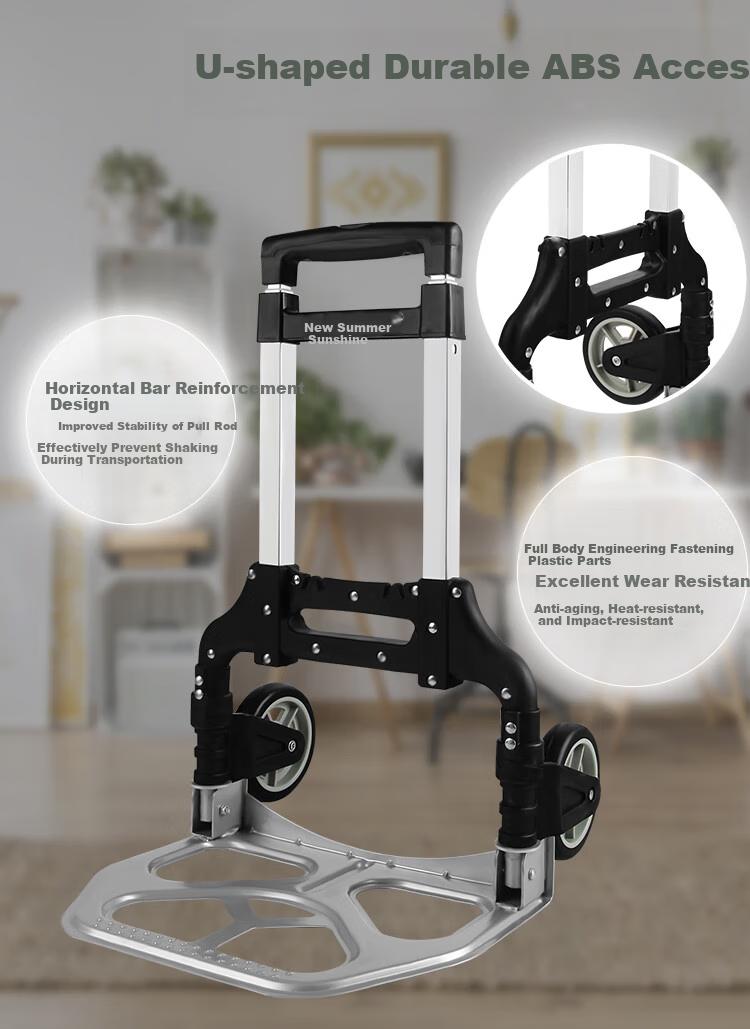 Xinyuechanghui Foldable Luggage Cart, Small Trolley, Suitcase, Flatbed Cart, Trailer, Shopping Cart for Groceries, Weight Capacity 140 Jin, F51005 3