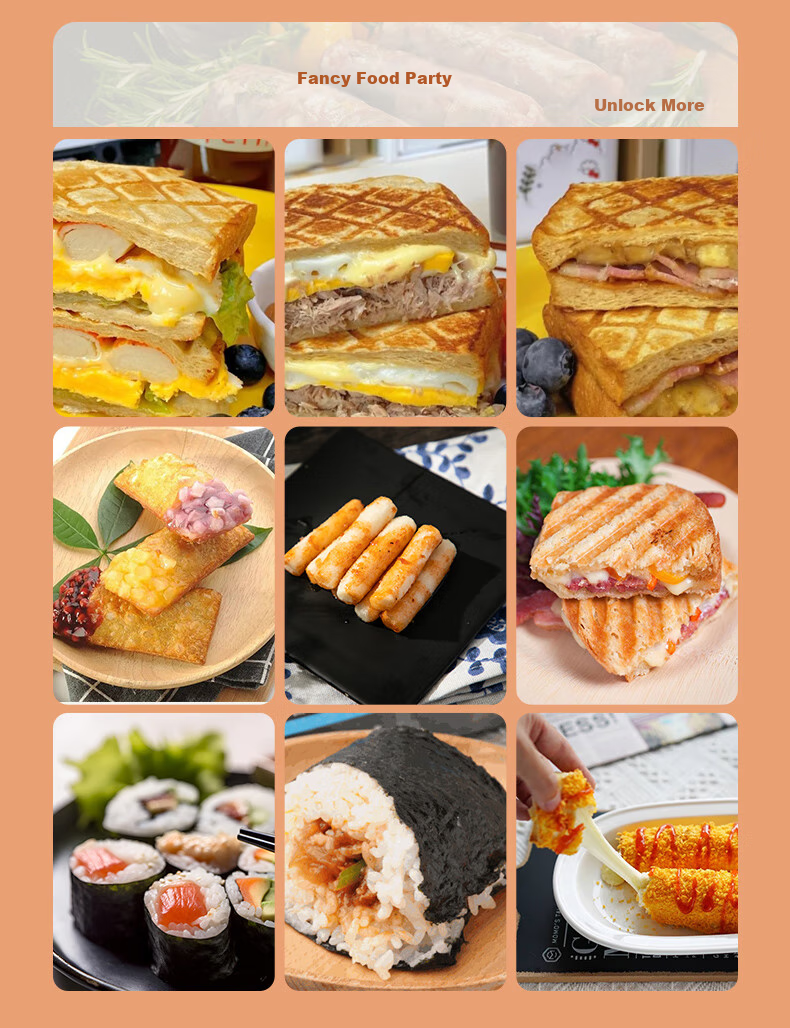 Kekoukele Home Double-Sided Heating Fully Automatic Non-Stick Easy-Clean Bread Toaster Waffle Maker Sandwich Breakfast Machine Round Plate 6