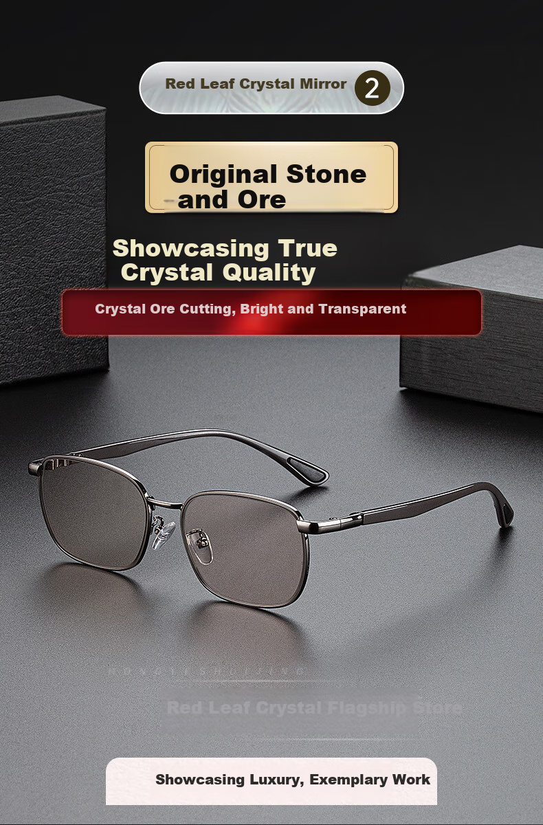 HONGYE Crystal Glasses, Amber Crystal Stone Sunglasses, Real Stone Glasses, Imported Titanium Frame from Donghai, High-Definition Eye Care 6