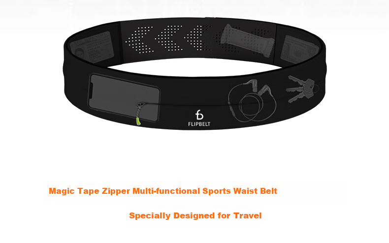 Flipbelt [Magic Tape Zipper Style] Men's And Women's Sports Running Waist Pack Belt Marathon Gear, Black, Adjustable Versio 6