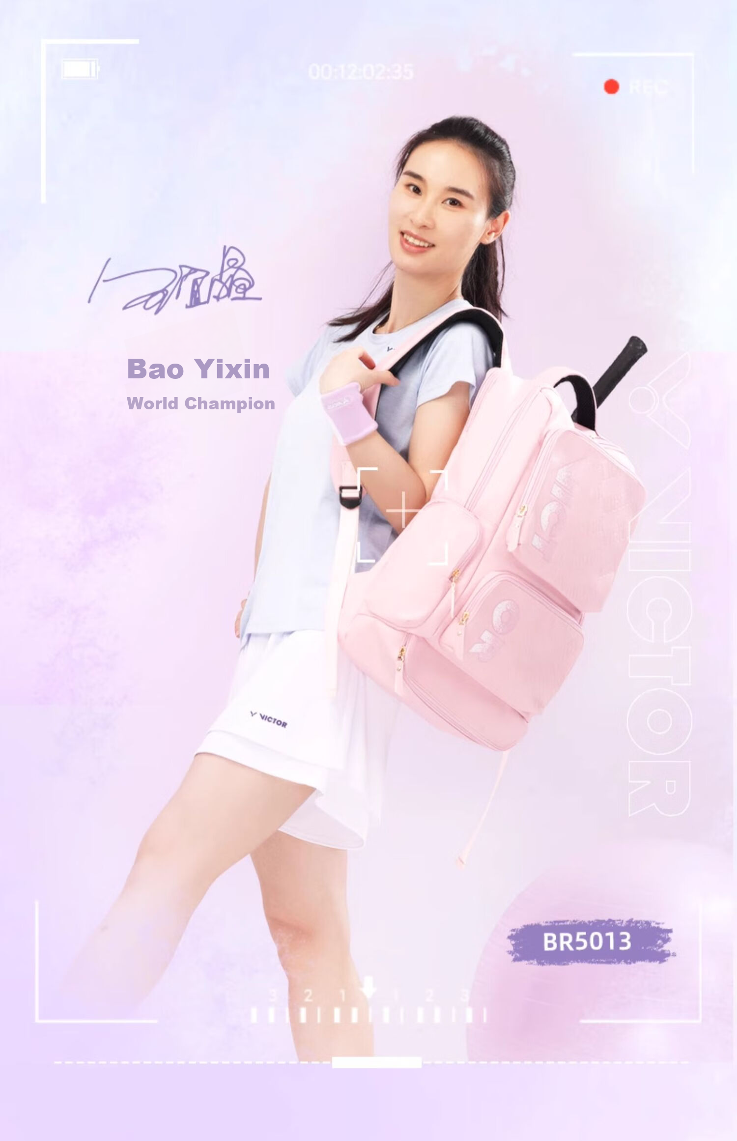 VICTOR Badminton Bag, Large Capacity Backpack, Racket Compartment, Sports Badminton Racket Bag, BR5013, Light Pink 1