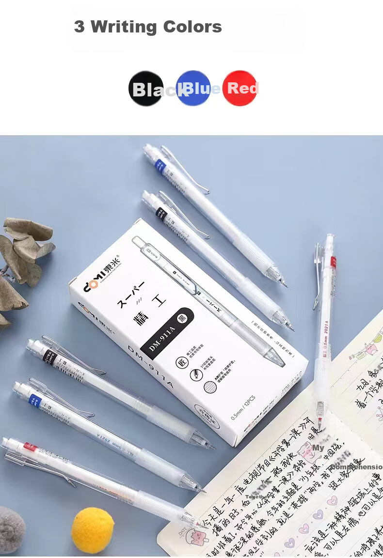 Dongmi Gel Pen, Signature Pen, Water-Based Ink, 0.5mm ST Tip, Retractable, Quick-Drying, for Exam Practice, Students, Office Use, Elementary to High School Exams, Postgraduate Entrance Exam Preparation, Essential Blue Color, 3 Pens DM911A 6