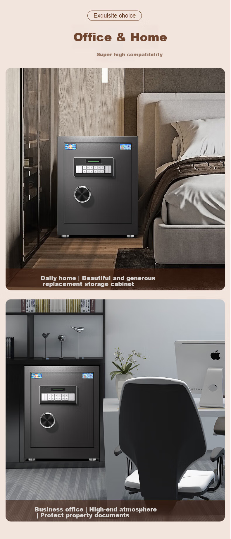 Hupai Home Safe, Small Electronic Password Office Financial Safe, All-Steel Mini File Cabinet, Bedside Storage Box, Jingyi Series, 45cm, Black 12