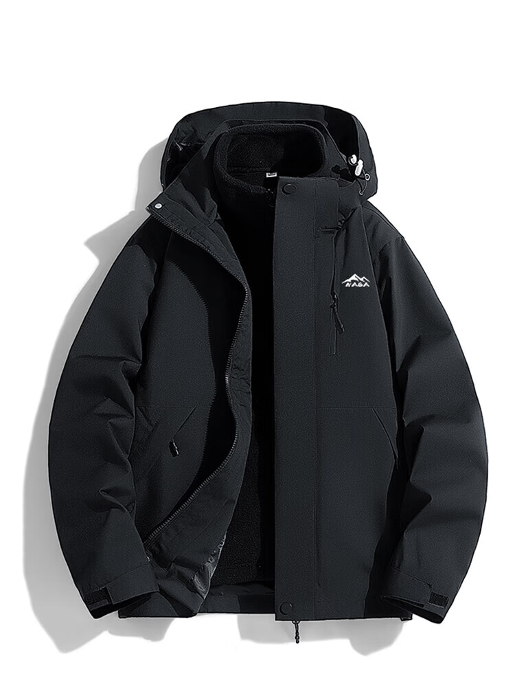 NASA MARVEL Men's Windbreaker Jacket, Spring And Autumn Hooded Coat, Casual Outerwear, Couple Style, Windproof Mountaineering Suit, Black, 2XL 8