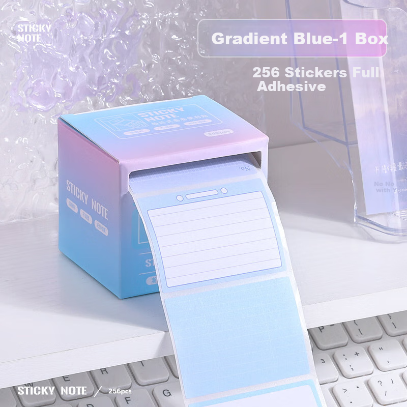 Jiamo Pull-Out Sticky Notes, Removable Memo Pads for Students, Error Correction Notes, Aesthetically Pleasing Stickers, Office And Study Supplies, Gradient Blue, 256 Pieces, Gift Set