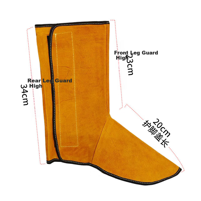 Pinzhide Leather Welding Foot Guard, Protective Foot Cover, Heat Insulation, Anti-Scalding, Anti-Spark, PJT011, Velcro Style, Yellow, One Pair