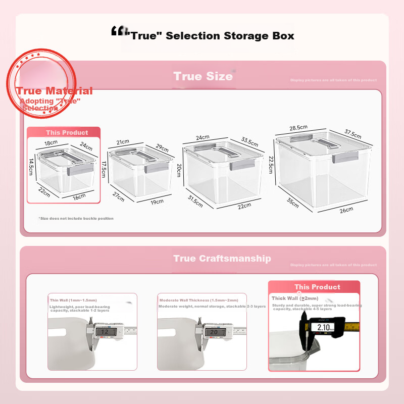 Baicaoyuan Transparent Storage Box with Handle for Home Use, Thickened Plastic Organizer for Clothes, Toys, Snacks And Books, M Size Storage Basket