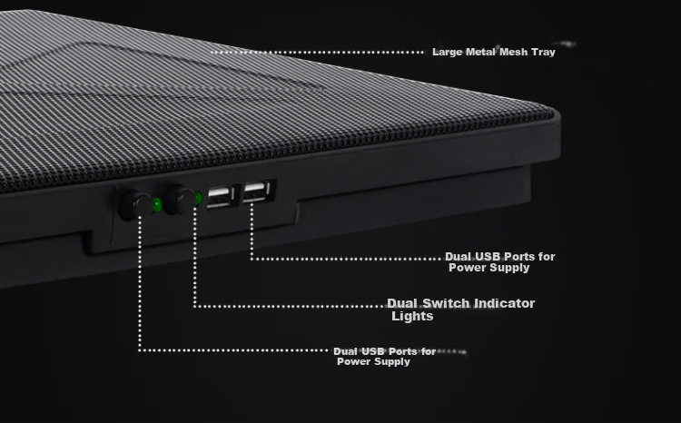 ECOLA NBC-908BK Black Laptop Air-Cooled Cooling Stand with Single Fan and Phone Slot 8