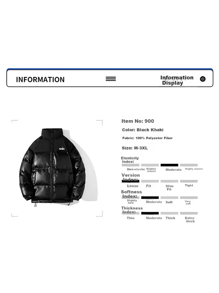 NASA MARVEL Cotton Jacket for Men, Winter Coat, Thickened Trendy PU Leather Brand Cotton Coat, Couple's Stand-Collar Warm Outerwear, Black, 2XL 2