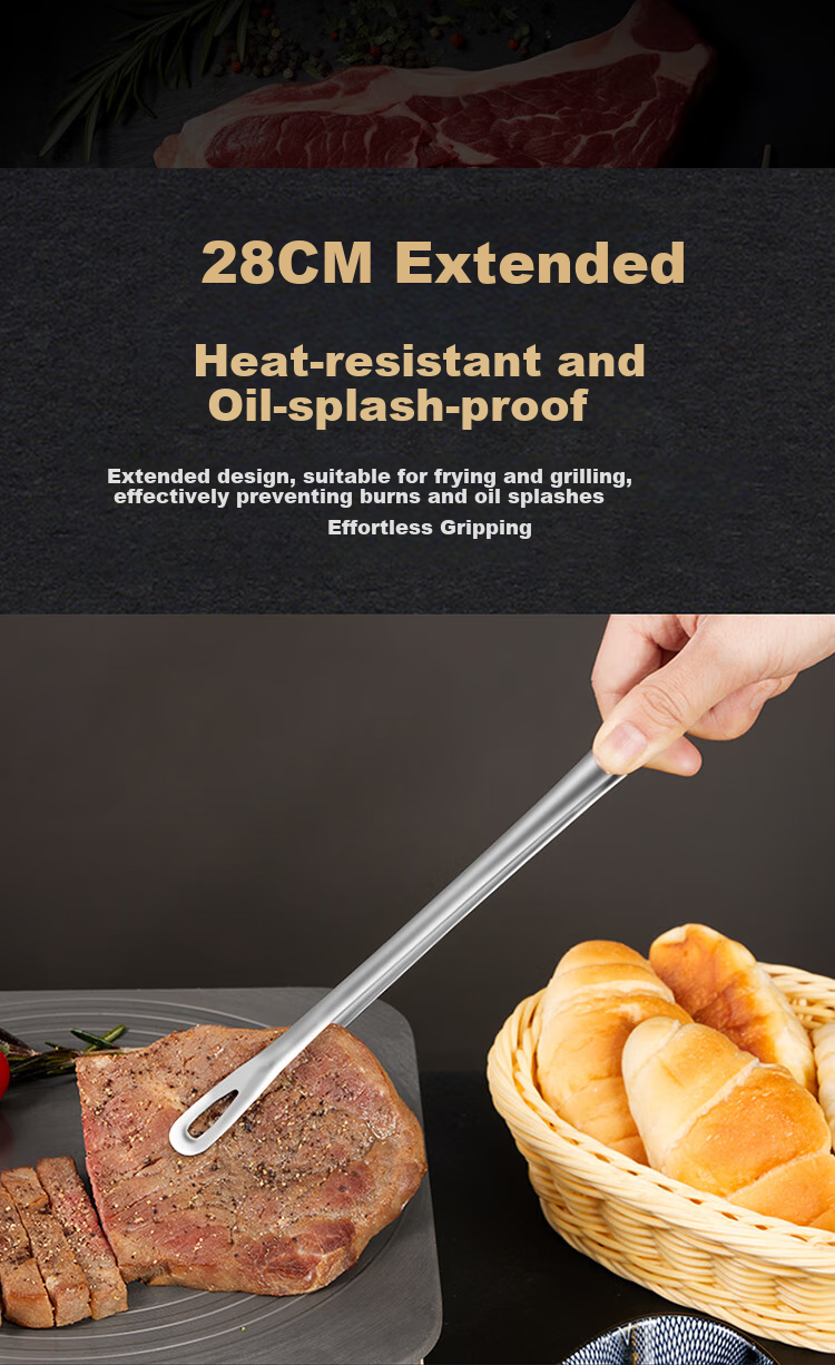 BJ Stainless Steel Barbecue Tongs Set of Three, Steak And Meat Tongs, Kitchen Utensils, Barbecue Scissors, Food Clamps Set 8
