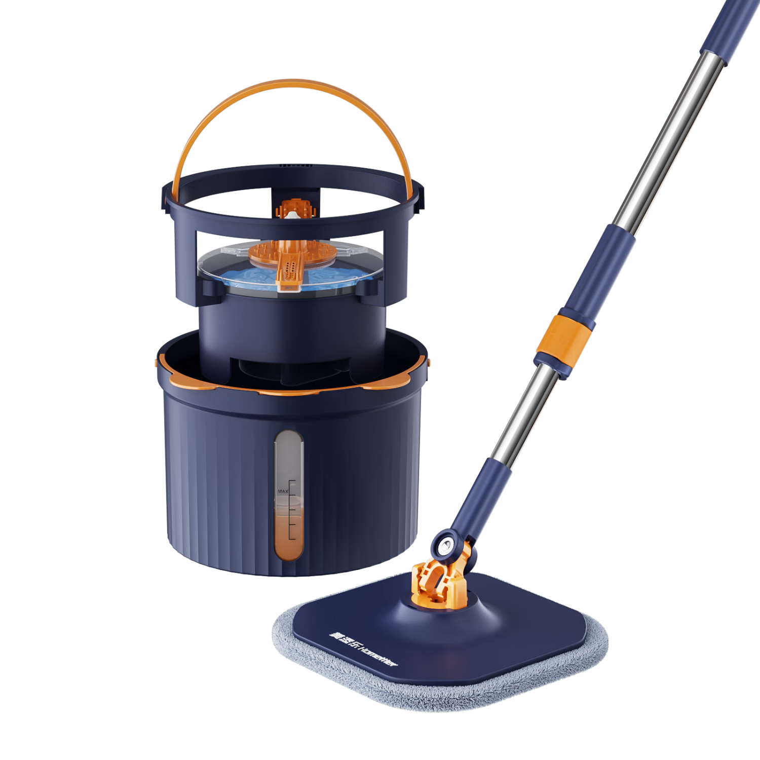 HoMettler Clean and Dirty Separation Spin Mop Household One-Wipe Clean 2025 Hands-Free Flat Mop with 3 Mop Cloths and Bucket Set