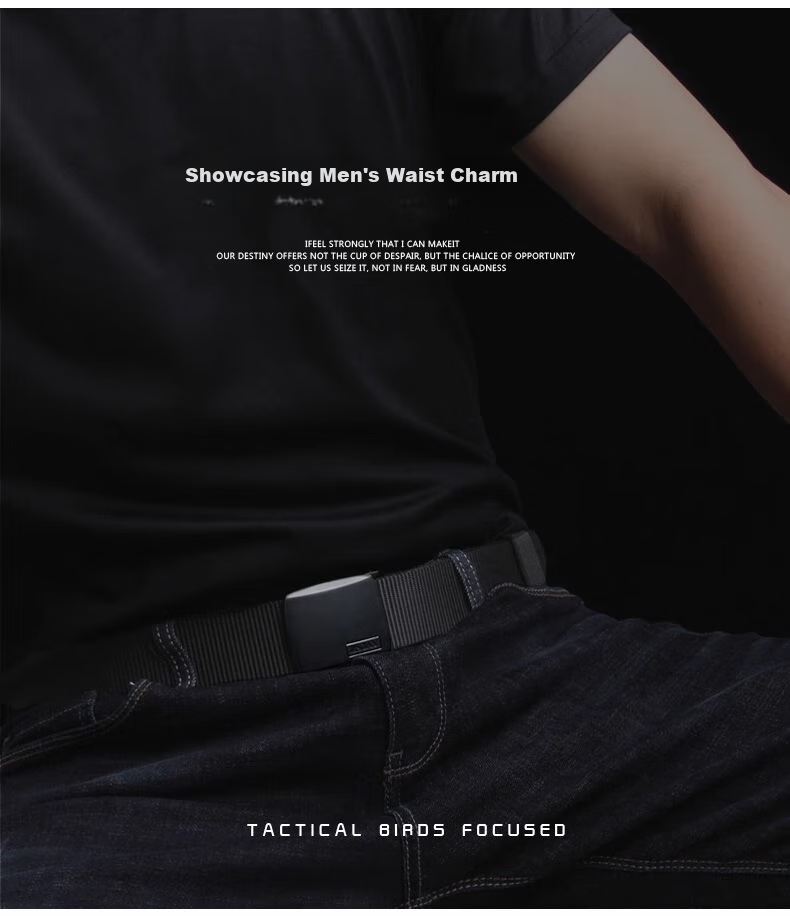 Zhanshuniao P4 (High-End) Automatic Buckle Canvas Belt Nylon Belt for Men, Casual Cargo Pants Woven Belt, Trendy Gift 12