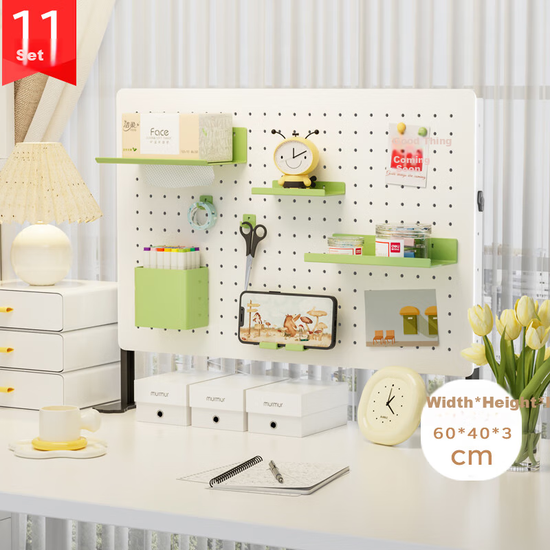 Baizi Pegboard Desktop Bookshelf, Study Desk, Computer Office Desk, Storage Organizer Rack, 11-Piece Set
