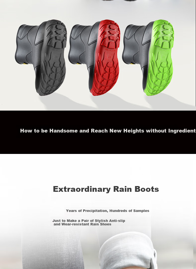 FOOTOPPO Rain Boots for Men, Mid-Calf Waterproof Shoes for Adults, Fashionable Rubber Boots for Men And Wome 2