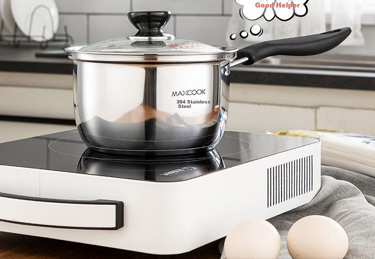 MAXCOOK Milk Pot, 304 Stainless Steel Milk Pot And Soup Pot, 16cm, Noodle Cooking And Baby Food Pot, Thickened Composite Bottom, LN116 2