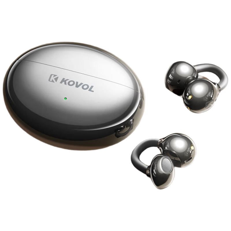 KOVOL 2025 New Bluetooth Clip-On Wireless Smart Translator Open Bone Conduction Earphones Long Battery Life Comfortable for Sports