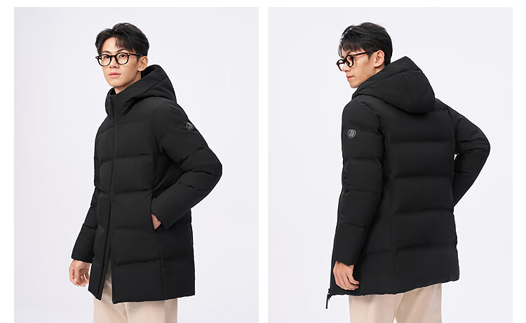 BOSIDENG 25 Years Unisex Couple's Winter 90% Down Thickened Hooded Loose Mid-Length Casual Jacket Gift 5