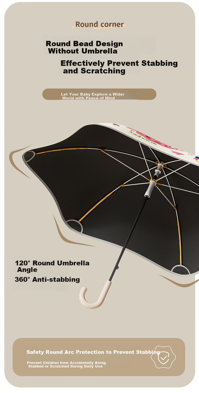 Qimaimai Children's Umbrella, Safe Rounded Sunshade, Sun Protection Umbrella, Kindergarten Elementary School Boys And Girls Umbrella 6