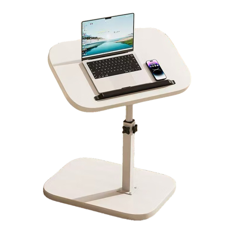 Warner New Computer Desk Adjustable Side Table Mobile Small Table Bedside Storage Rack Side Table BGZ787 White Frame White Flip Model