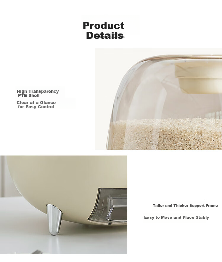 MAXCOOK Rice Container, Storage Jar, Rice Storage Bin, Household Insect-Proof And Moisture-Proof Rice Bucket, Rice Storage Box, 10 Jin Capacity, MCX2967 6