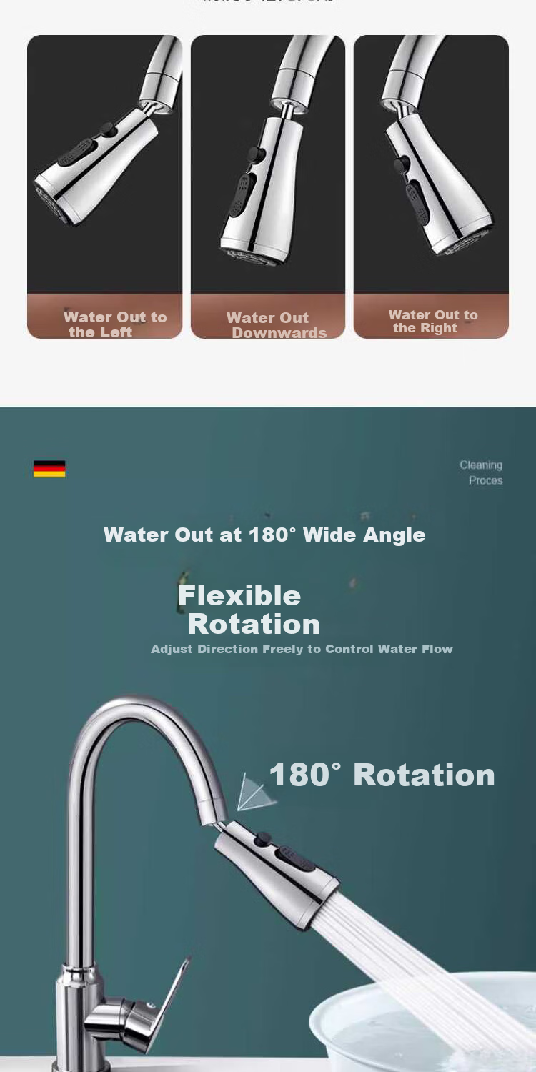 ILeddog [Germany] Kitchen Faucet with Filter, Vegetable Washing Basin, Hot And Cold Water, Stainless Steel Swivel Anti-Splash Tap GY2D 5
