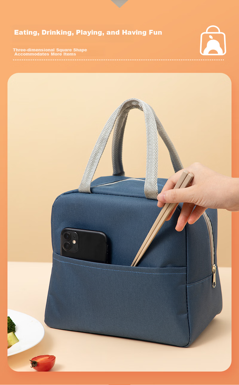 Banzheni Insulated Lunch Box Bag, Large Capacity Portable Bento Box, Office Worker Handheld Aluminum Foil Durable Canvas Large Size for Elementary School Students 8