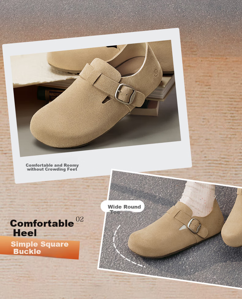 BASTO 25 Autumn Birkenstock Style Fashion Retro Casual Women's Flats D3375CM5 Camel Size 37 5