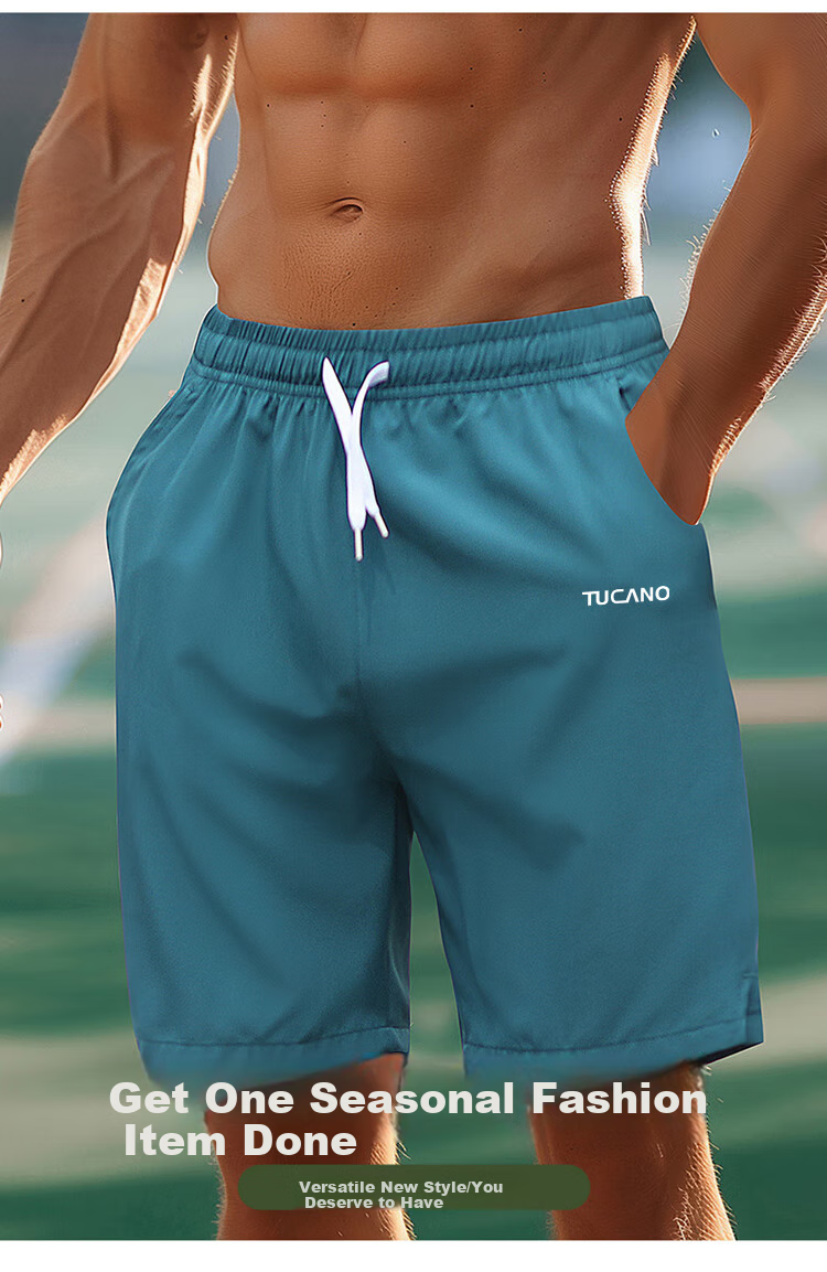 TUCANO Men's Shorts, Summer Trendy Beach Shorts, Drawstring Breathable Casual Sports Shorts, White, 5XL 2
