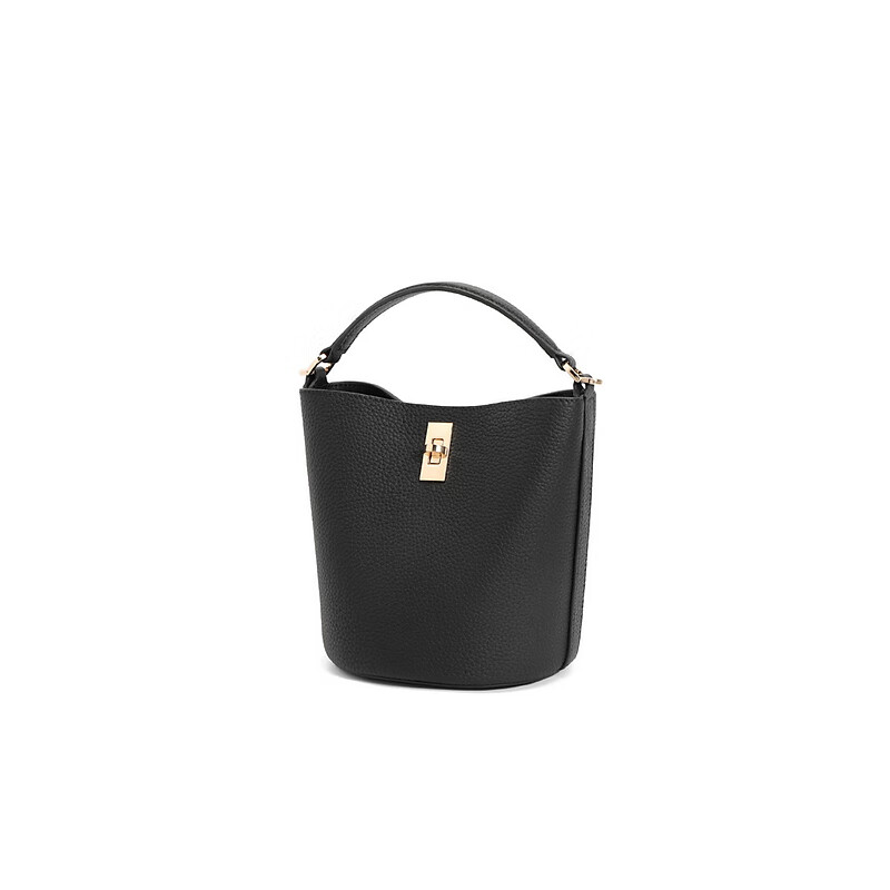 Belle New Year Gift Women's Almond Bucket Bag Genuine Leather Commuter Handbag BL766DX4 Black